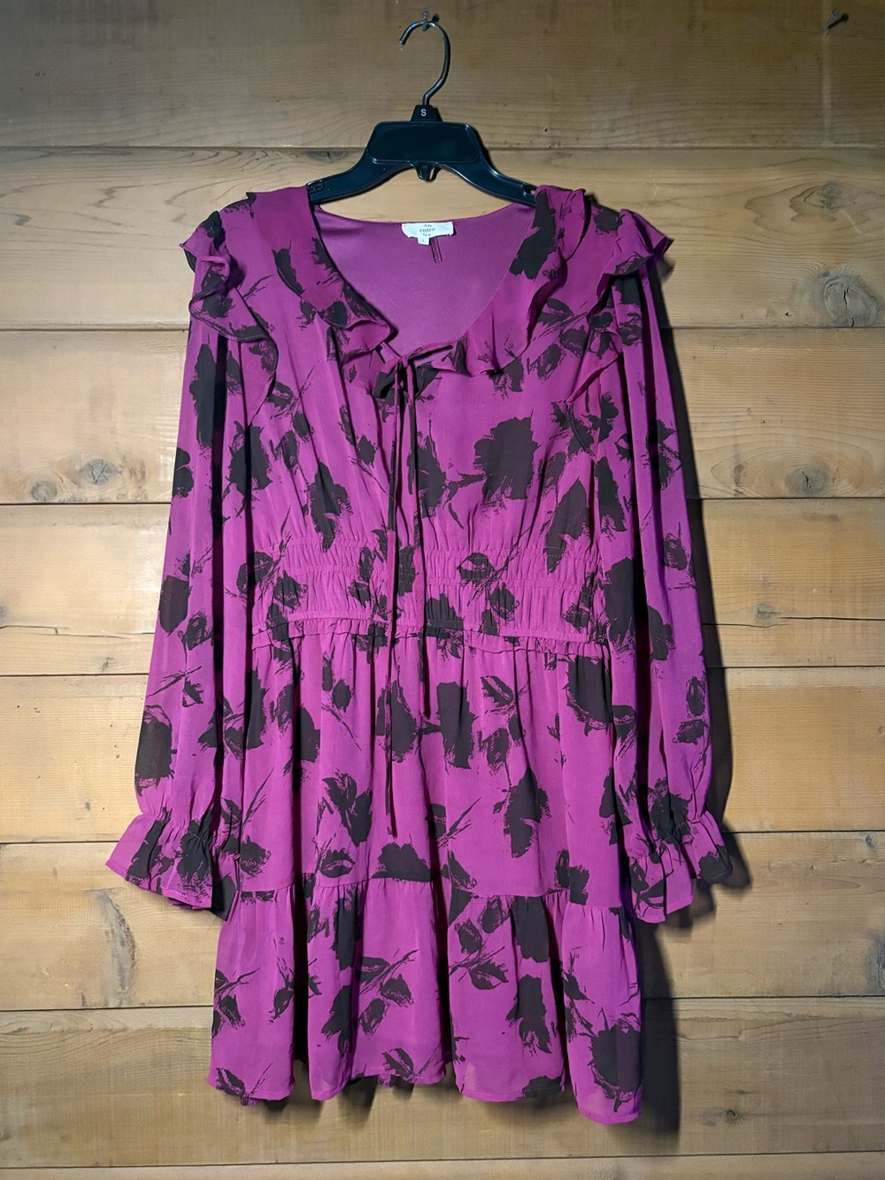 entro Magenta Floral Mini Dress- Size Large - Picture 2 of 9